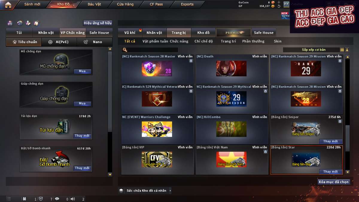 shop acc cf uy tin gia re